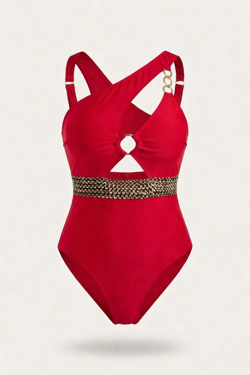 One-Shoulder Cut-Out Swimsuit — front view