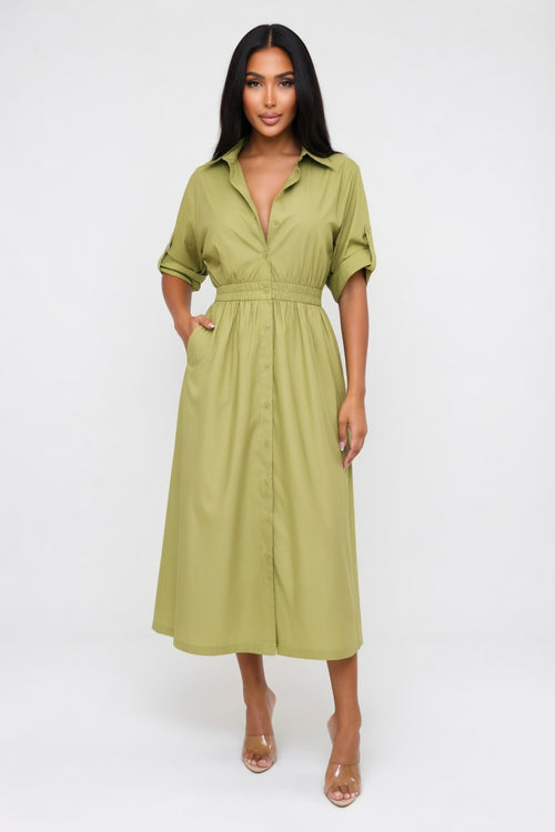 Belted Shirt Dress — front view
