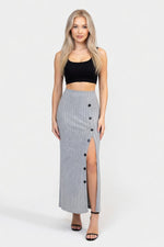 Side Slit Knit Midi Skirt — front view