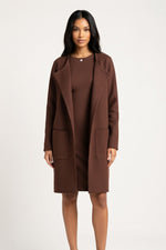 Tailored Wool-Blend Coat — Dark Brown