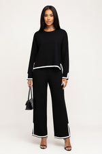 Contrast Detail Knit Co-ord Set — Black