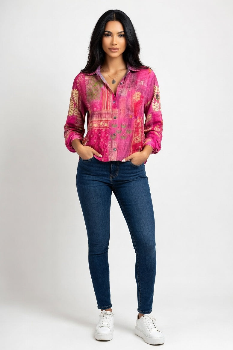 Printed Cotton-Linen Shirt — Vintage 8