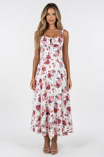Printed Halter Midi Dress — Dried Rose