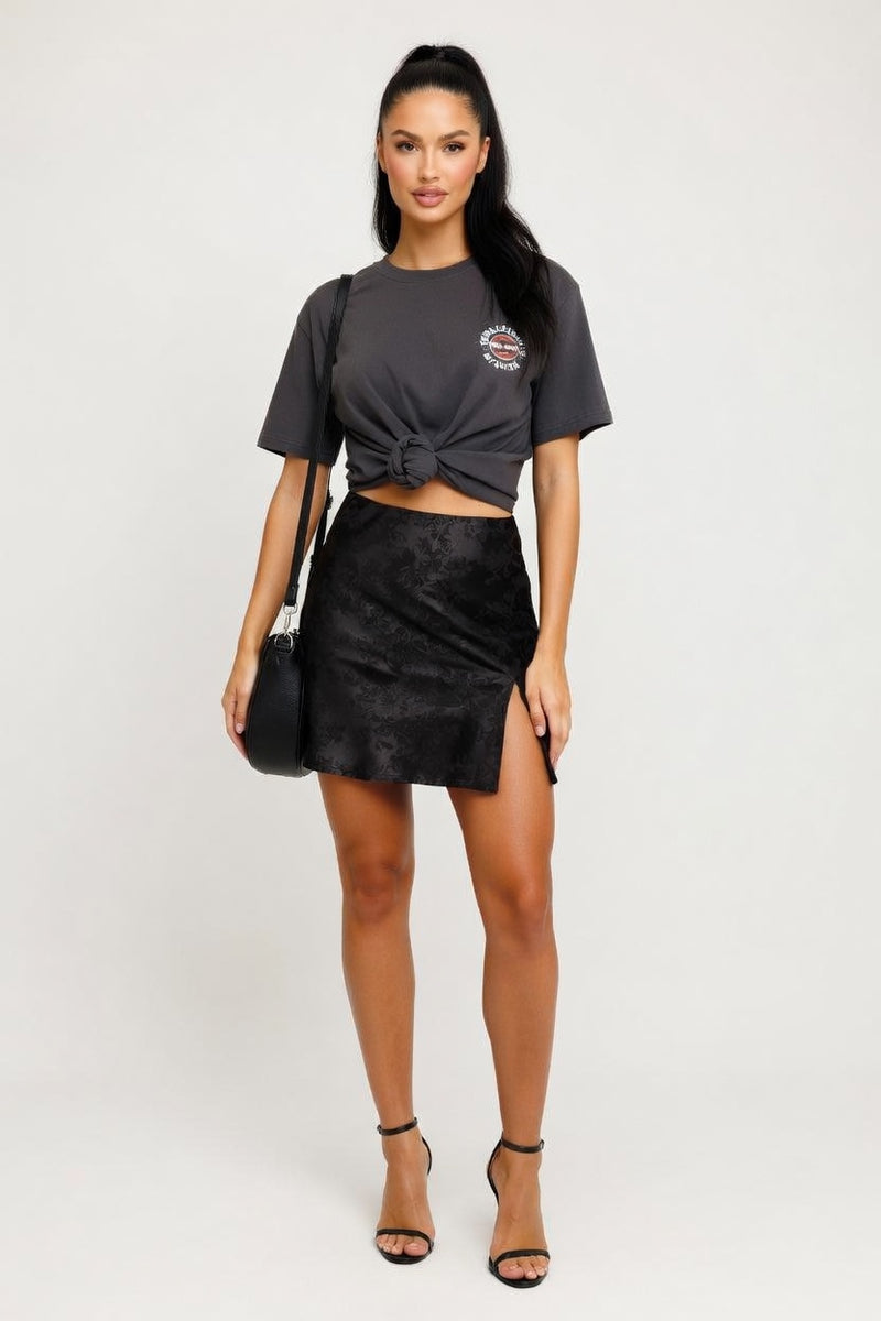 Jacquard Satin A-Line Skirt — front view