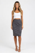 Suede Mini Skirt — Grey