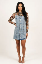 Distressed Denim Dress — Light Blue