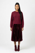 Knit Pleated Hybrid Dress — Deep Red