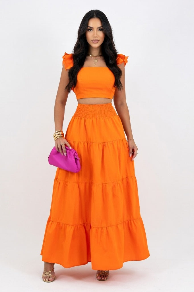 Camisole Top & Mini Skirt Co-ord Set — Orange