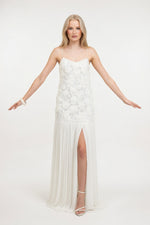 Rose Detail Ruffle Halter Dress — front view