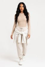 Ribbed Long Sleeve Fitted Top — Apricot