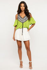 Digital Print V-Neck Vest — Grass Green