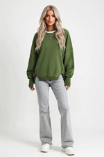 Slit Detail Sweatshirt — Army Green