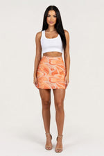 Printed Mesh Double Layer Mini Skirt — Dark Red
