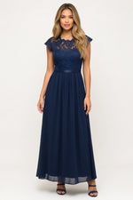 Chiffon Wrap Dress — Navy Blue