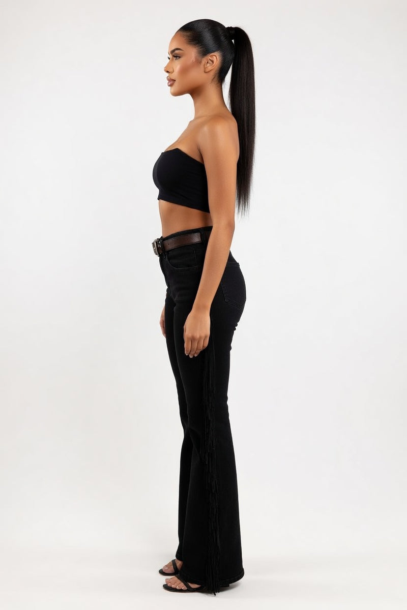 Tassel Flared Trousers — side view