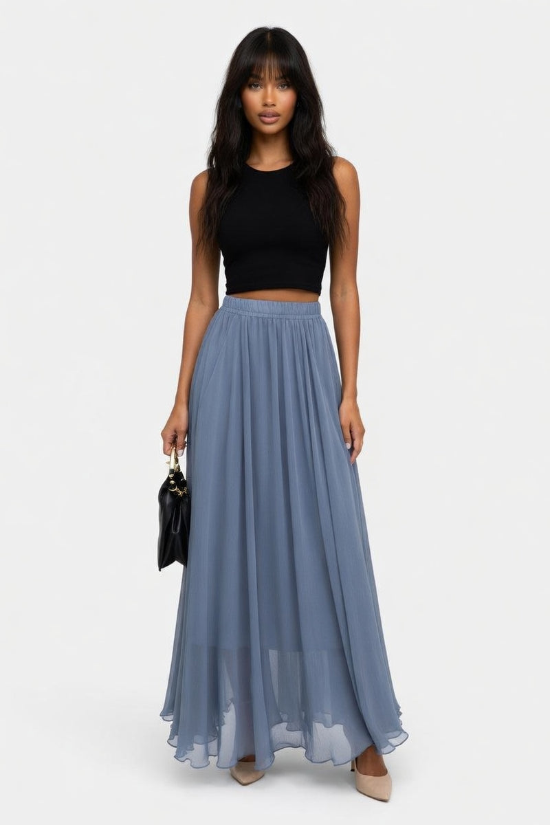 Chiffon High-Waist Maxi Skirt — front view