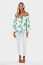 Off-Shoulder Lantern Sleeve Top — front view