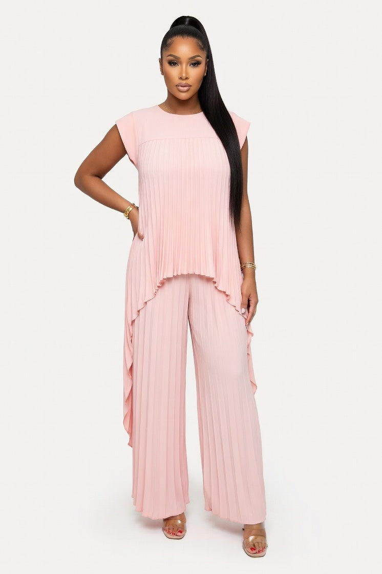 Tailored Top & Pleated Pants Co-ord — Pink