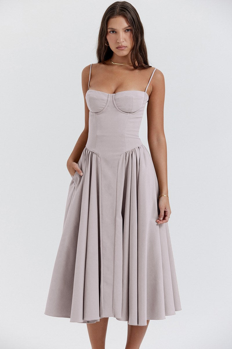 Halter Midi Dress — Light Grey — colour variant