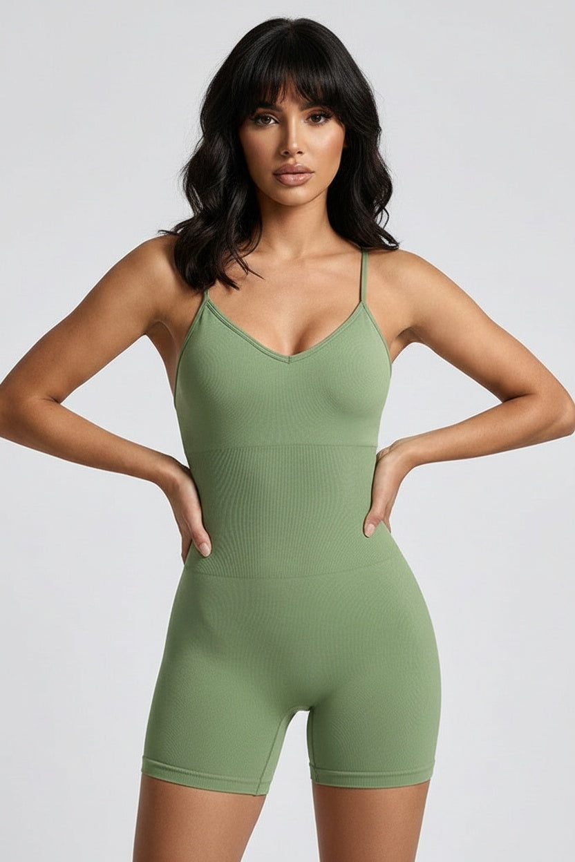Cross-Strap Cut-Out Back Training Jumpsuit — M (120-145 jin card size one size larger) — Front
