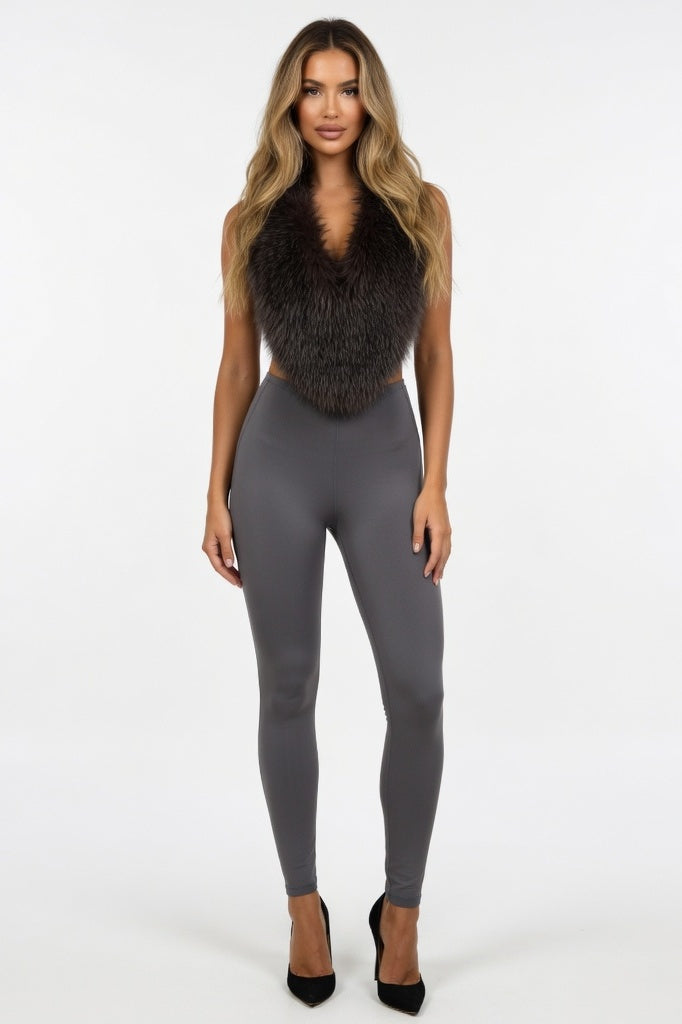 Halterneck Backless Co-ord Set — Grey