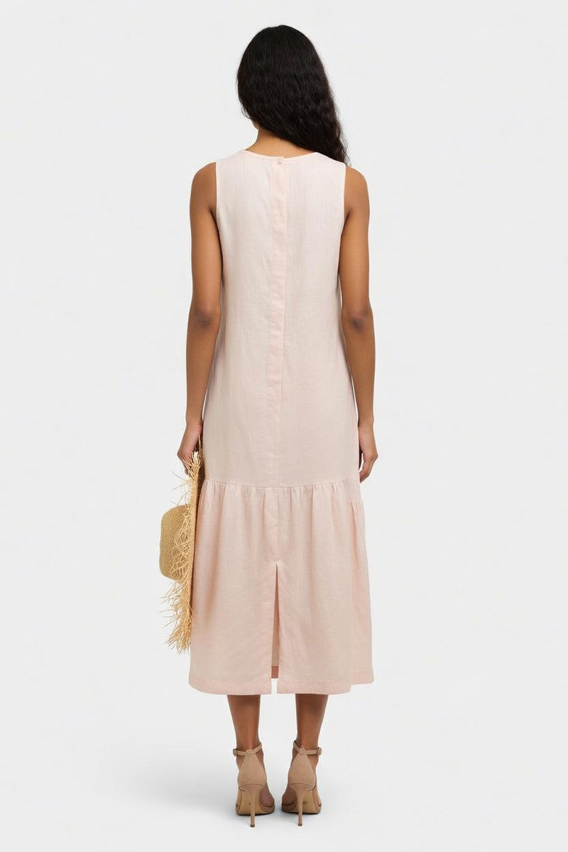 Cotton Slip Dress V-Neck — back view