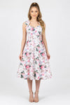 Floral Print Midi Dress with Bow Detail