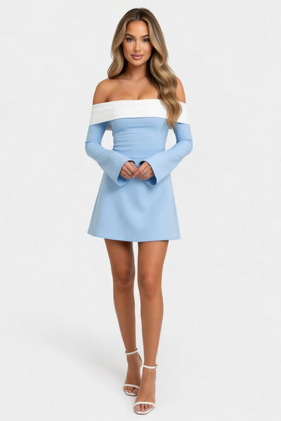 One-Shoulder Trumpet Sleeve Dress
