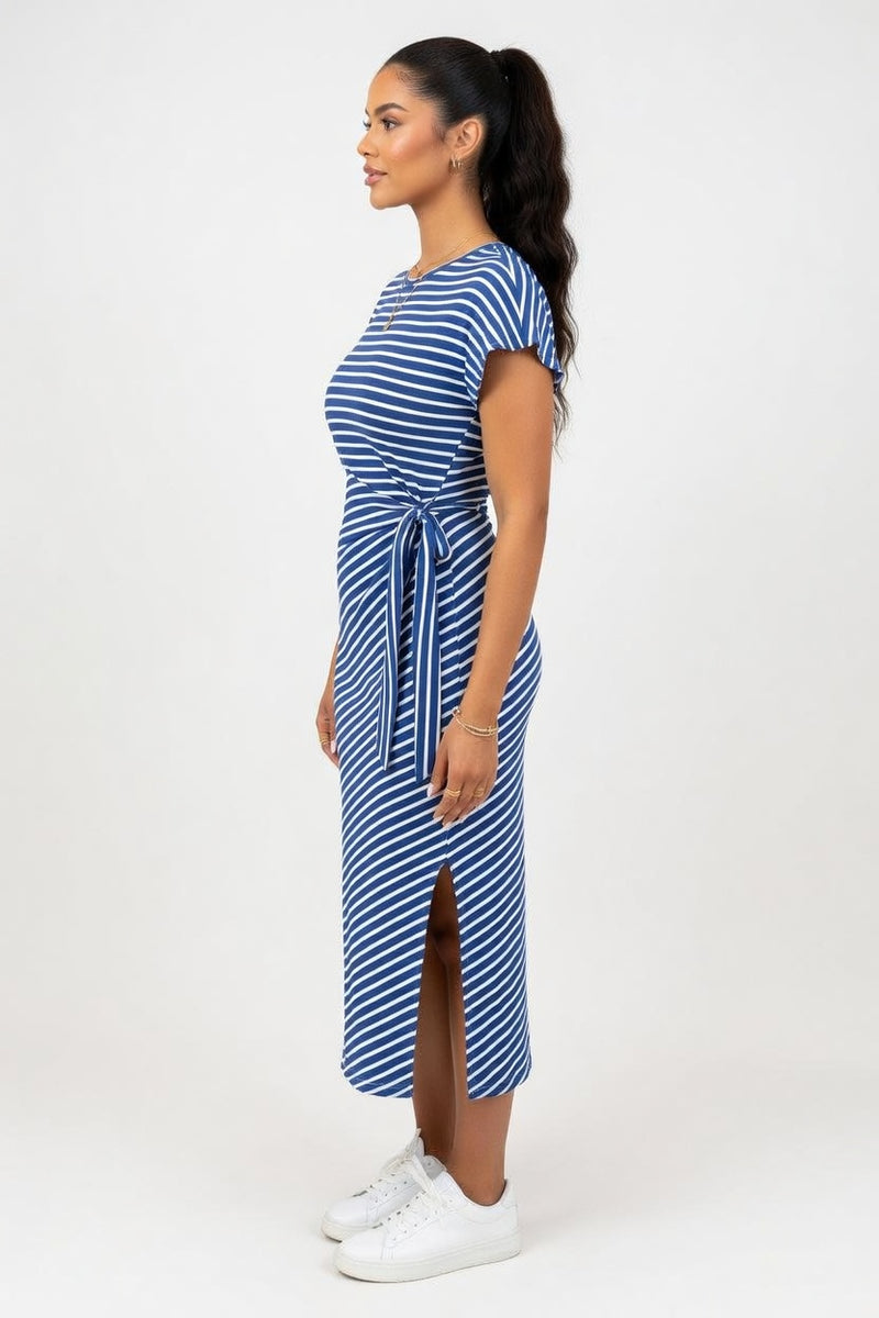 Striped Long Sleeve Dress — side view