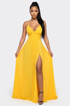 V-Neck Halter Jumpsuit with Side Slit