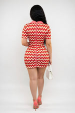 Striped V-Neck Shirt Dress — back view
