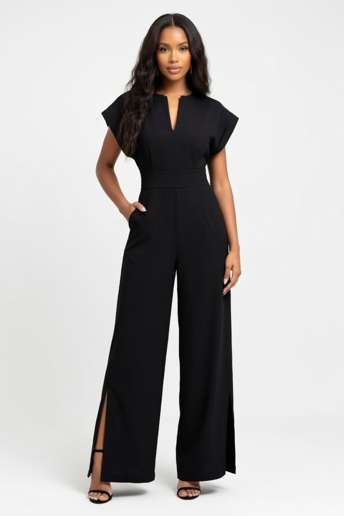 Wide Leg Jumpsuit — Black