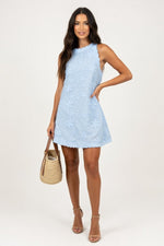 Lace Sleeveless Mini Dress — Blue