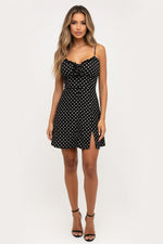 Polka Dot Halter Dress — Black