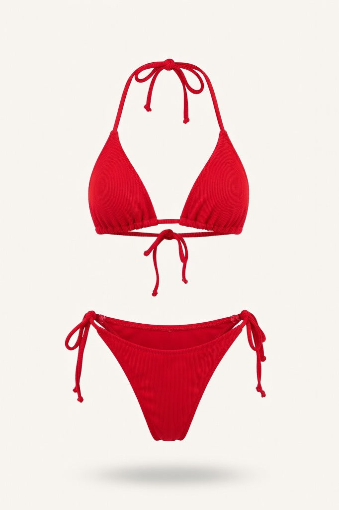 High-Waisted Bikini Set — Red