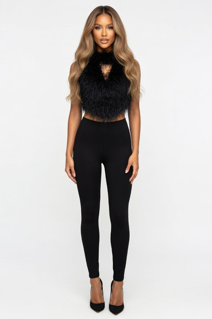 Halterneck Backless Co-ord Set — Black