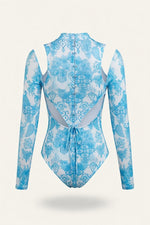 High Collar Zip Swimsuit — back view