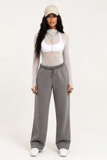 Sheer Mesh Half Turtleneck Top — White