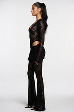 Lace Deep V Top & Flare Trouser Co-ord — side view