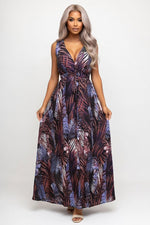 Printed Open Back Strap Dress — Orange Print