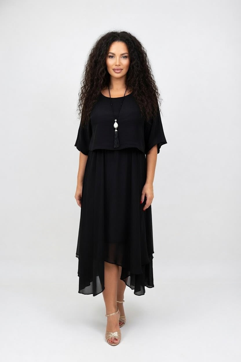 Asymmetric Midi Dress — front view