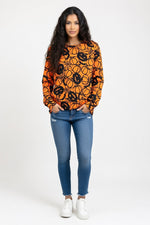Halloween Print Sweatshirt — Orange Red