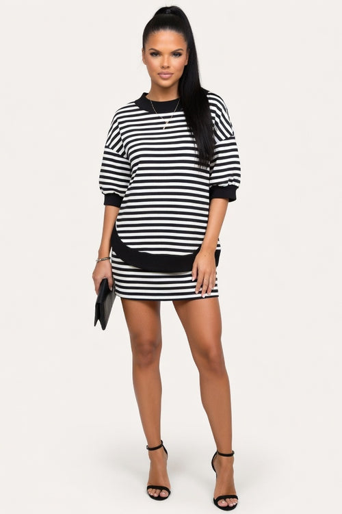 Striped Co-Ord Set — Black White Stripe