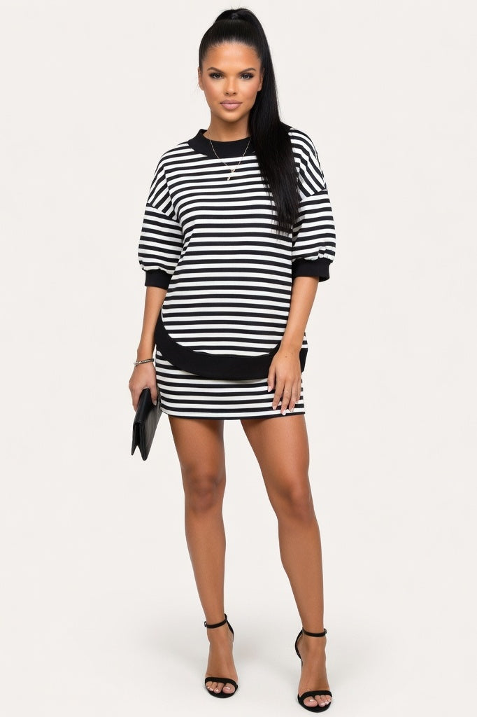 Striped Co-Ord Set — Black White Stripe