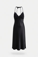 Silk Slip Nightdress with Bow Ties — front view