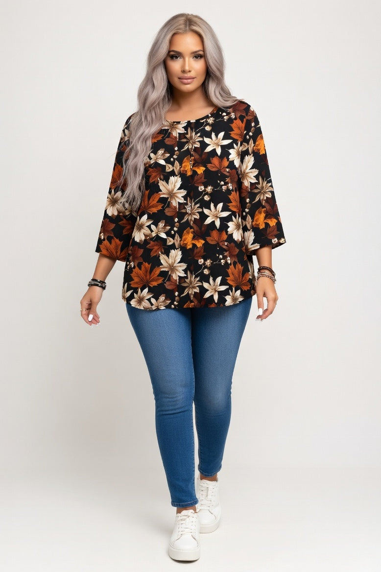 Botanical Print Tee — Black