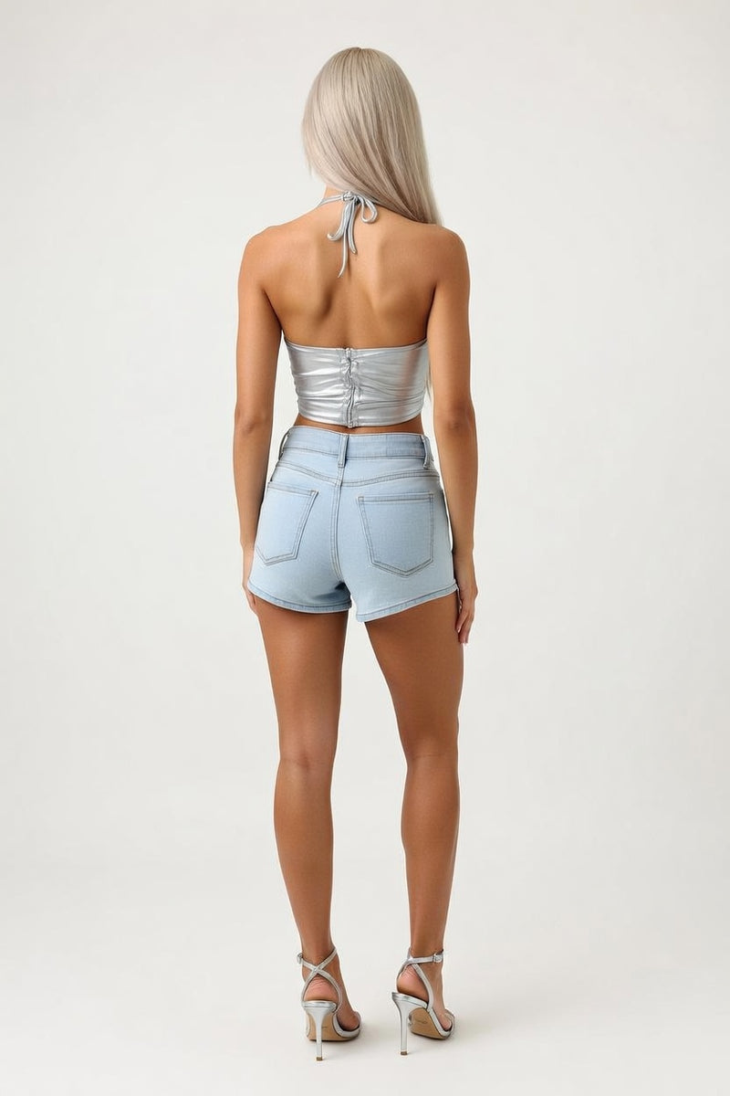 Halter Butterfly Crop Top — back view