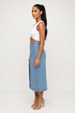 High Waist Slit Denim Skirt — side view