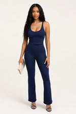 Halter Top Wide Leg Co-Ord Set — Navy Blue