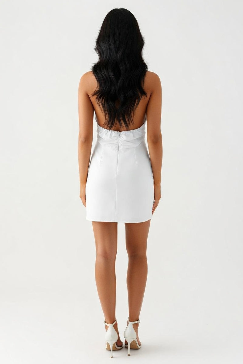Satin Halter Dress — back view